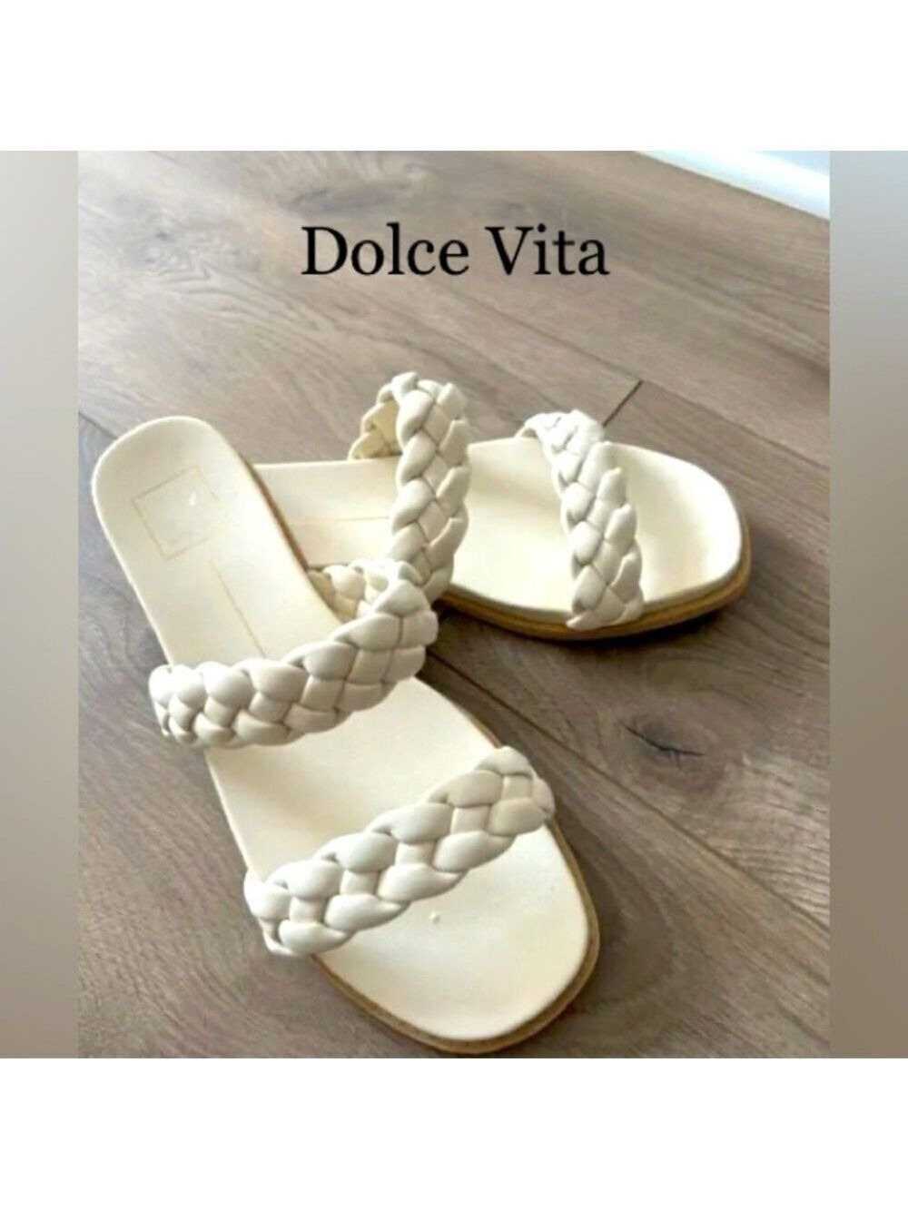 🔥NWOT🔥 dv Dolce Vita Indy Slide flats braided strap cream Vegan Leather W6.5